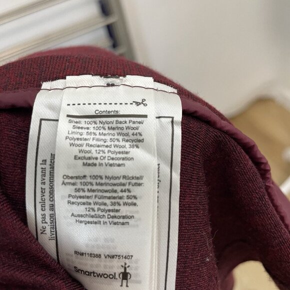Smartwool Smartloft Merino Wool Quilted Jacket Burgundy Women's size Small - Picture 14 of 15